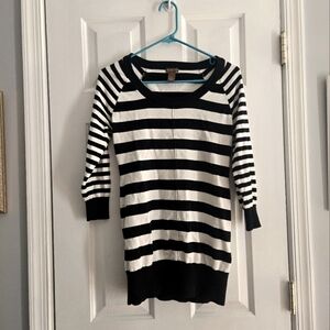 Copper Key Black and White Striped Top